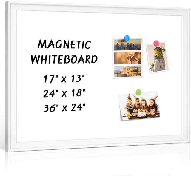 Main image of Magnetic White Board for Wall, 36" x 24", Decorative Wooden Frame, White Dry Erase Board, Wall Mounted, Aesthetic Writing Board for Home, Office, School