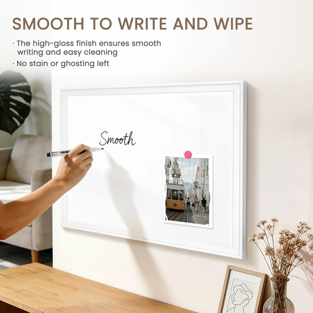 Alt view image 5 of 7 - Magnetic White Board for Wall, 36" x 24", Decorative Wooden Frame, White Dry Erase Board, Wall Mounted, Aesthetic Writing Board for Home, Office, School