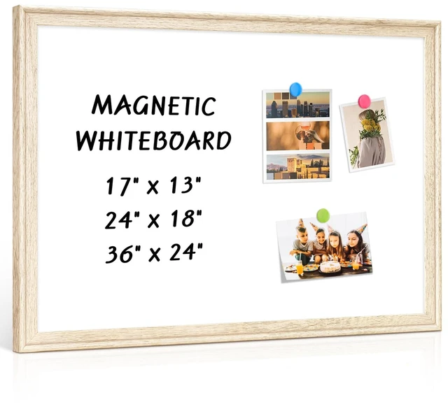Main image of Magnetic White Board for Wall, 36" x 24", Decorative Wooden Frame, Vintage Dry Erase Board, Wall Mounted, Aesthetic Writing Board for Home, Office, School
