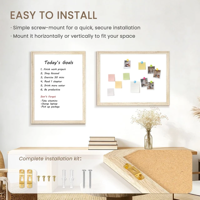 Alt view image 6 of 7 - Magnetic White Board for Wall, 36" x 24", Decorative Wooden Frame, Vintage Dry Erase Board, Wall Mounted, Aesthetic Writing Board for Home, Office, School