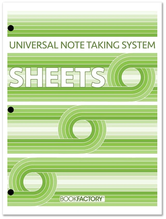 Main image of Cornell Notes Loose Leaf Sheets, 3-Hole Punched, 100 Sheets Universal Note Taking System, 3 Ring Binder Pages, 8.5'' x 11'' - Made in USA