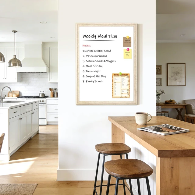 Alt view image 7 of 7 - Magnetic White Board for Wall, 36" x 24", Decorative Wooden Frame, Vintage Dry Erase Board, Wall Mounted, Aesthetic Writing Board for Home, Office, School