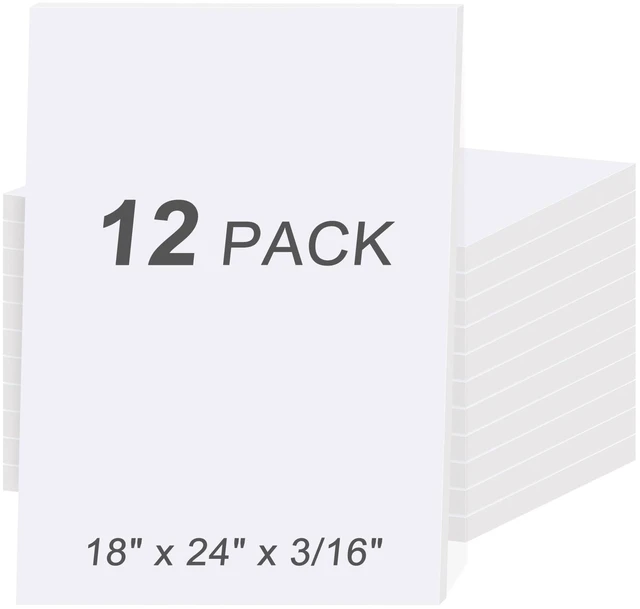 Main image of 12 Pack White Foam Board 18" x 24", 3/16" (5MM) Thick Board Poster Acid-Free Foam Core, Double Sided Foamboard Sheets for Projects, Art, Craft, Presentations and Wedding Signage