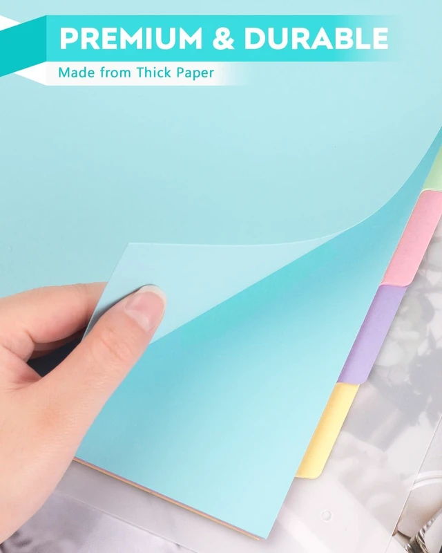 Alt view image 4 of 7 - 3 Ring Binder Dividers 5 Tabs,150Pcs/30Sets Letter Size 8.5 x 11 Inch 5 Colors Durable 3 Hole Punch Paper Index Dividers, Ideal for Kids, Women and Students