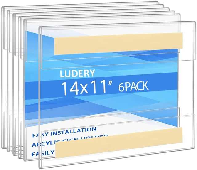 Main image of Acrylic Sign Holder 11x14 Horizontal, Clear Plastic Wall Mount Sign Holder Poster Paper Holder with Double Sided Adhesive Tape for Office, Home, Store, Restaurant-No Drilling(6 Pack)