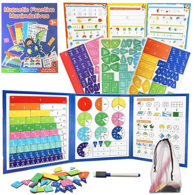 Main image of Magnetic Fraction Educational Puzzle,Magnetic Fraction Tiles & Fraction Circles,Math Manipulatives for Elementary School, Montessori Fraction Manipulatives Learning Toys for Kids