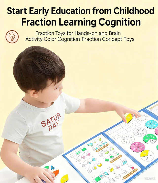 Alt view image 3 of 6 - Magnetic Fraction Educational Puzzle,Magnetic Fraction Tiles & Fraction Circles,Math Manipulatives for Elementary School, Montessori Fraction Manipulatives Learning Toys for Kids
