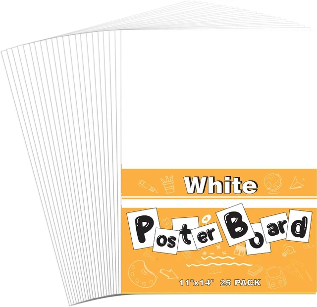 Main image of 11"x14" White Poster Board, 25 Pack Poster Paper Bulk, 230GSM Heavyweight Dual Matte Surface Thickness Blank Poster Board for Art Display Board,Classroom Use,School Craft Project,Presentation Drawing