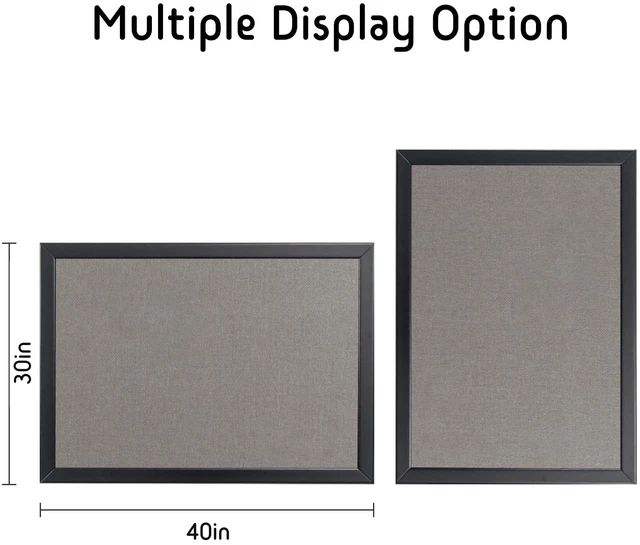 Alt view image 6 of 7 - Bulletin Board 40x30 Inch, Cork Board with Grey Fabric and Pine Wood Frame, Cork Boards for Walls, Wall Mounted Fabric Notice Board for Home Office School, Vision Board and Message Organizer