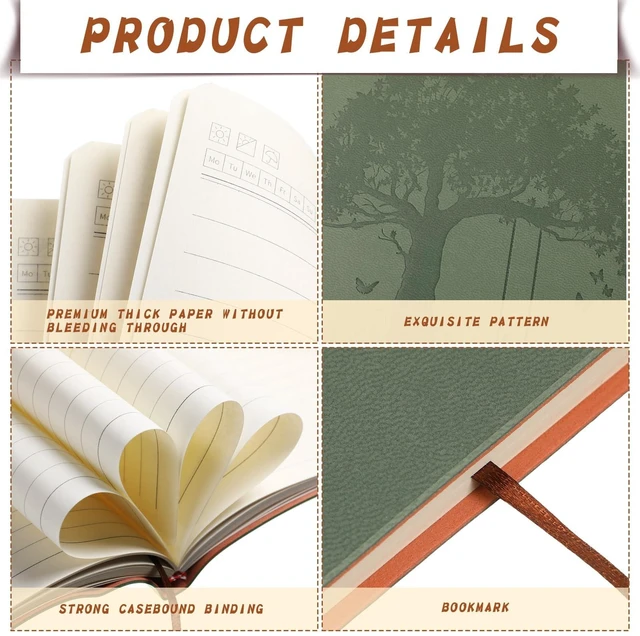 Alt view image 4 of 7 - 36 Pcs A5 PU Leather Journals Bulk Tree Notebooks, Mixed Colors