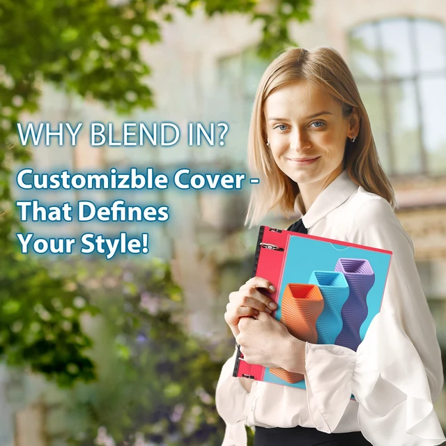 Alt view image 3 of 7 - 1 Inch Telescoping 3 Ring Binder 4 Pack, Expandable Flexible Binder with Customizable Front Cover & Clear Catalog Pocket, Holds 8.5"x11" Paper, Assorted Colors, School Office Supplies