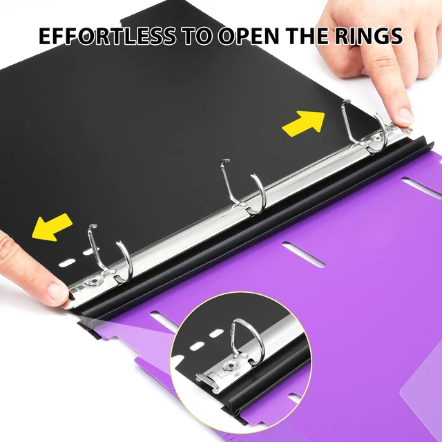 Alt view image 4 of 7 - 1 Inch Telescoping 3 Ring Binder 4 Pack, Expandable Flexible Binder with Customizable Front Cover & Clear Catalog Pocket, Holds 8.5"x11" Paper, Assorted Colors, School Office Supplies