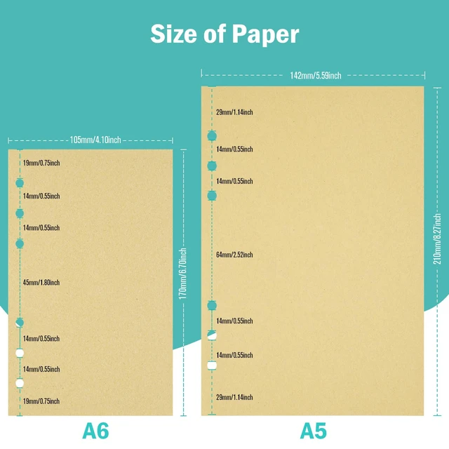 Alt view image 2 of 6 - A6 Refill Paper, 320 Pages A6 Loose Leaf Paper 6 Hole Notebook Refills for 6 Ring Refillable Binder Notebook Planner Diary Journals Painting Personal Organiser-Blank Pages (Pack of 2)