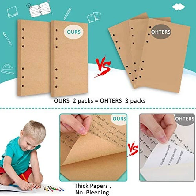 Alt view image 3 of 6 - A6 Refill Paper, 320 Pages A6 Loose Leaf Paper 6 Hole Notebook Refills for 6 Ring Refillable Binder Notebook Planner Diary Journals Painting Personal Organiser-Blank Pages (Pack of 2)