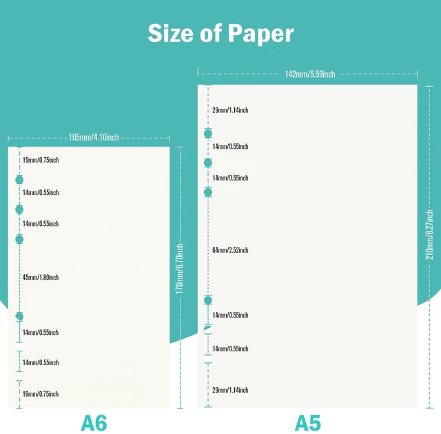 Alt view image 2 of 6 - A6 Refill Paper, 320 Pages A6 Loose Leaf Paper 6 Hole Notebook Refills for 6 Ring Refillable Binder Notebook Planner Diary Journals Painting Personal Organiser-Blank Pages (Pack of 2)