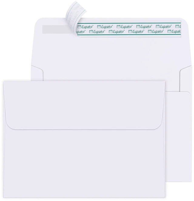 Main image of 5x7 Envelopes Self Seal 250 Pack, White A7 Envelopes, Kraft Paper Envelope for 5x7 Cards, Photos, Invitations, Wedding, Graduation, Baby Shower, 5.25 x 7.25 Inches