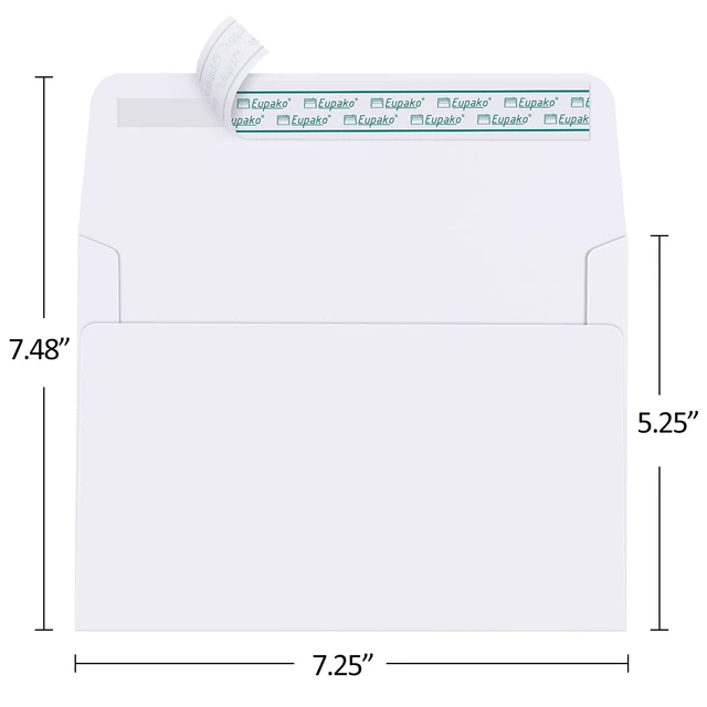 Alt view image 2 of 7 - 5x7 Envelopes Self Seal 250 Pack, White A7 Envelopes, Kraft Paper Envelope for 5x7 Cards, Photos, Invitations, Wedding, Graduation, Baby Shower, 5.25 x 7.25 Inches