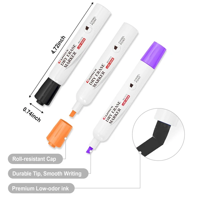 Alt view image 4 of 7 - Dry Erase Markers Chisel Tip, White Board Markers, 36 Count 12 Color Low Odor, Non-toxic, Smooth Writing, Easy to erase, Suitable for Classroom, Teachers, Office, School Supplies