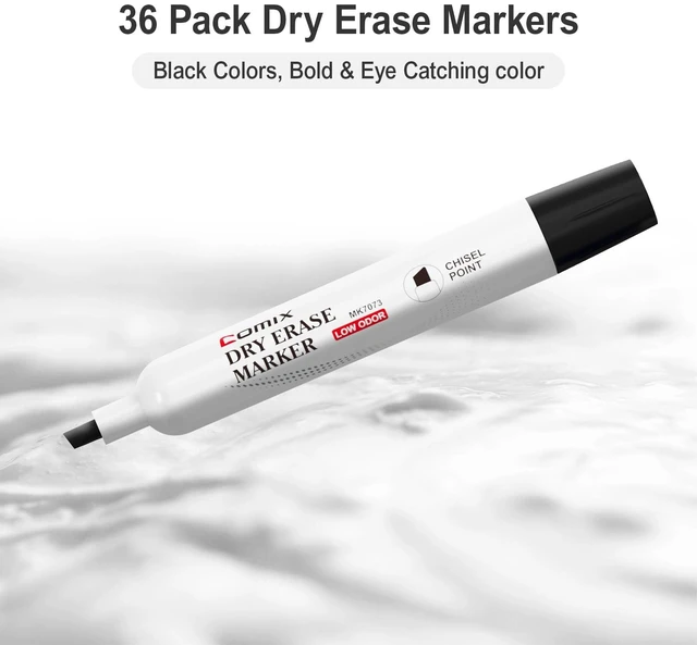 Alt view image 2 of 7 - Dry Erase Markers, Chisel Tip Whiteboard Markers, 36 Count, Black Low Odor, Non-toxic, Smooth Writing, Easy to erase, Suitable for Classroom, Teachers, Office, School Supplies