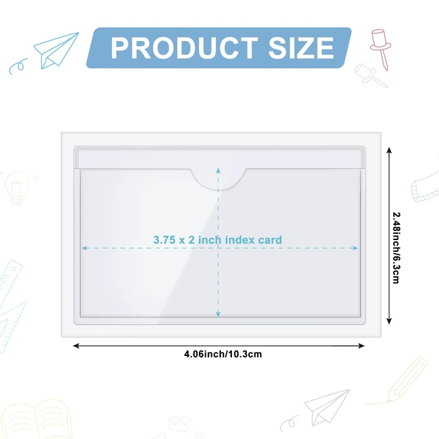 Alt view image 2 of 7 - 200 Pack 2.48 x 4.06 Inch Self Adhesive Label Pockets Bin Labels Bulk Plastic Holders Labels for Storage Bins, Waterproof Clear Index Card Sleeves, Classroom Nameplate Tote Photos Protect
