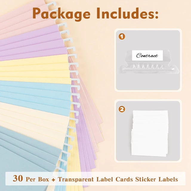 Alt view image 7 of 7 - Hanging File Folders Letter Size, 30-Pack Hanging File Folder with 1/5-Cut Tabs, Color File Folders Hanging Organizers for Filing Cabinet, Bulky Files & Medical Charts