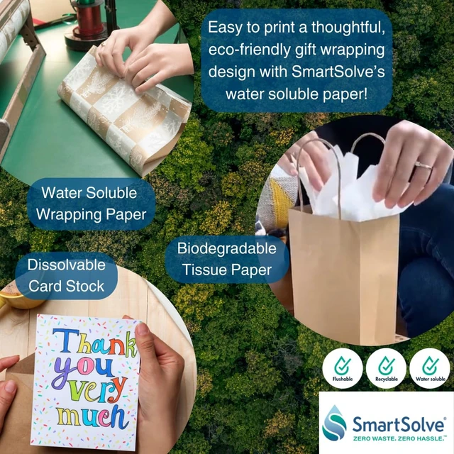 Alt view image 4 of 6 - 3 pt. Water-Soluble Paper Dissolves Quickly in Water Biodegradable Eco-Friendly Printer Compatible Crafts, Drawing, Notes Letter Size, 8.5 x 11 Pack of 100 White Sheets