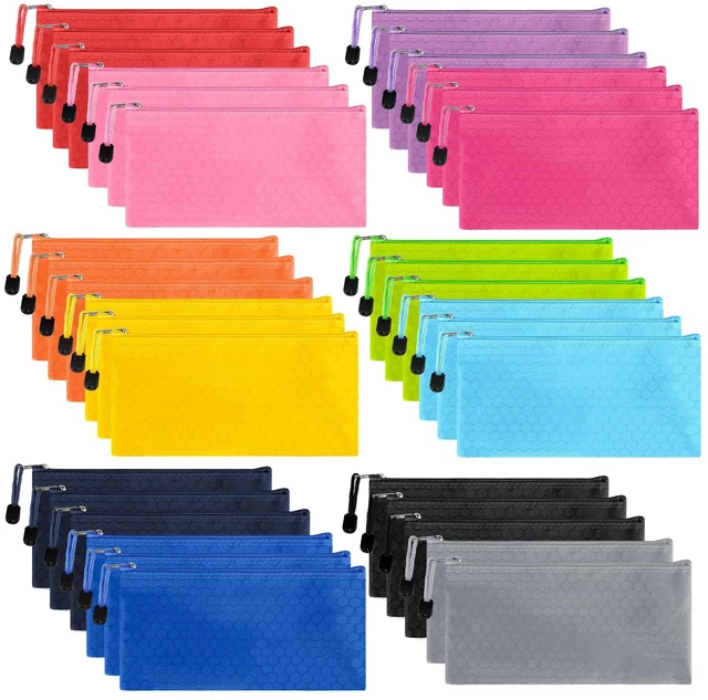Main image of 35pcs Pencil Pouch Bulk, 9.3x4.7 Inches Small Zipper Pouches for Bill Office School Supplies Cosmetics Travel Accessories in 12 Colors