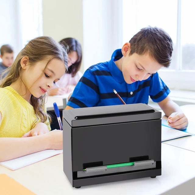 Alt view image 3 of 6 - Pencil Dispenser for Classroom, Stainless Steel Pen Holder, Black Pencil Holder for Desk, School Must Haves for Classroom Home Restaurant, Bulk Pencils Storage, Unwrapped Straws Storage