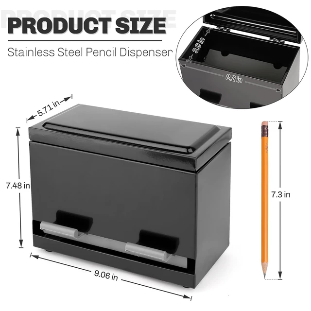 Alt view image 5 of 6 - Pencil Dispenser for Classroom, Stainless Steel Pen Holder, Black Pencil Holder for Desk, School Must Haves for Classroom Home Restaurant, Bulk Pencils Storage, Unwrapped Straws Storage