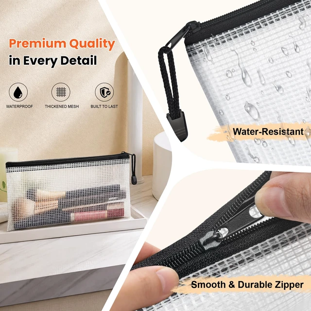 Alt view image 4 of 7 - 32 Pack A6 Mesh Zipper Pouch Bulk for Office Receipt & Puzzle 16 Colors (2 Per Color), Waterproof Clear PVC Pencil Bags for Classroom Supplies, Puzzles, Receipts and Office Sorting