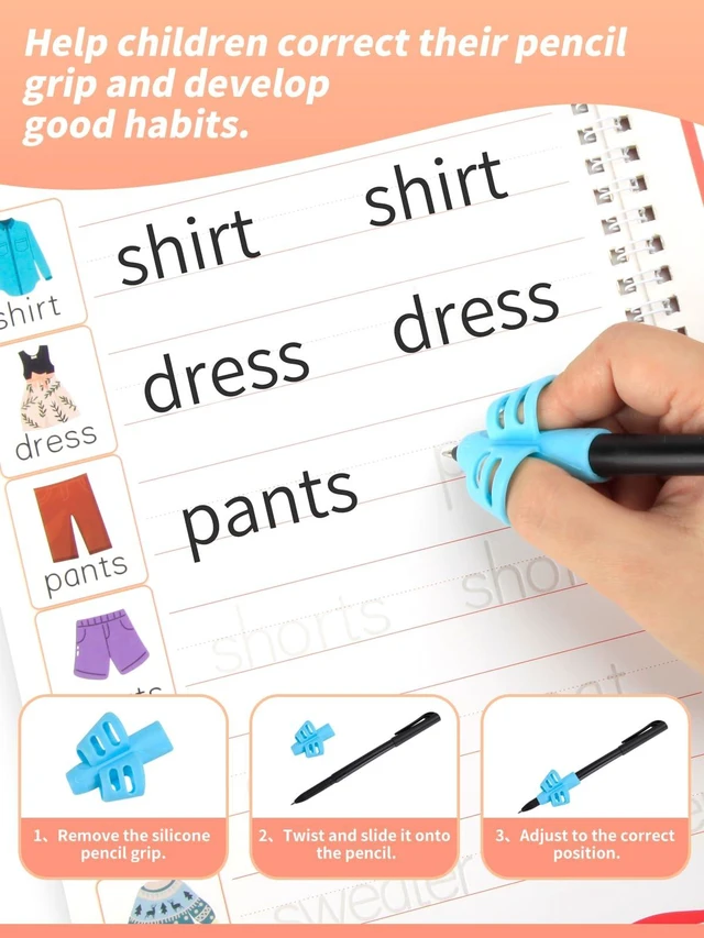 Alt view image 4 of 7 - Magic Grooved Writing Practice for Kids Ages 3-8, Reusable Workbooks Handwriting for Preschool Learning, Letters Numbers Math & Drawing Tracing Books with Disappearing Ink Pens, Educational Gift