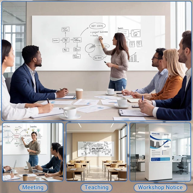 Alt view image 6 of 7 - WS41 White Board Paper, 17.3" x 78" Dry Erase Board Wallpaper, No Ghost, Stain-Proof & Super Sticky Whiteboard Sticker for Wall,Peel and Stick Whiteboard Dry Erase Roll for Home/Office/Classroom