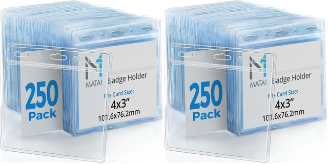 Main image of 4x3 Thick ID Card, Name Badge Holder - 500 Pack, Horizontal, No Zipper