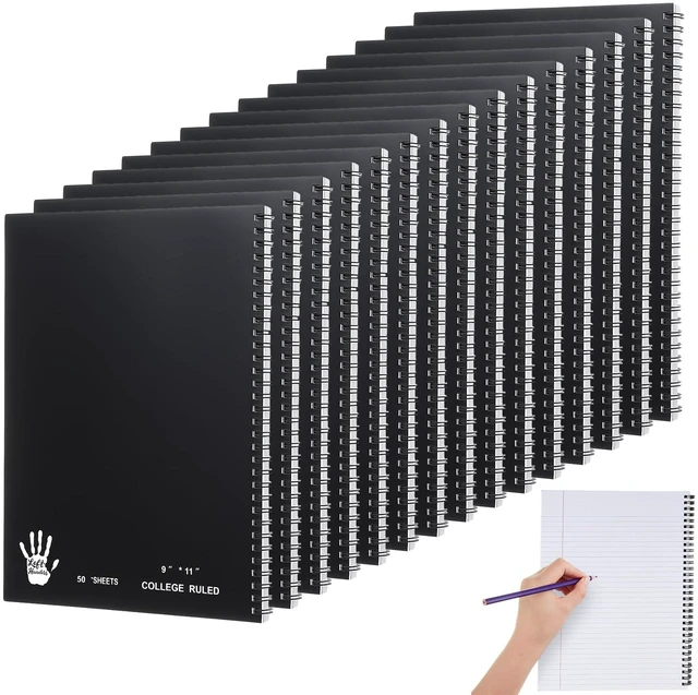 Main image of 15 Pcs Left Handed Spiral Notebook Bulk, 8.5" x 11", 50 Sheets, Black 50 Sheets Each, Spiral Bound, Smooth Writing Paper, Student School Supplies, Assorted Color Covers, Office, Classroom, Study