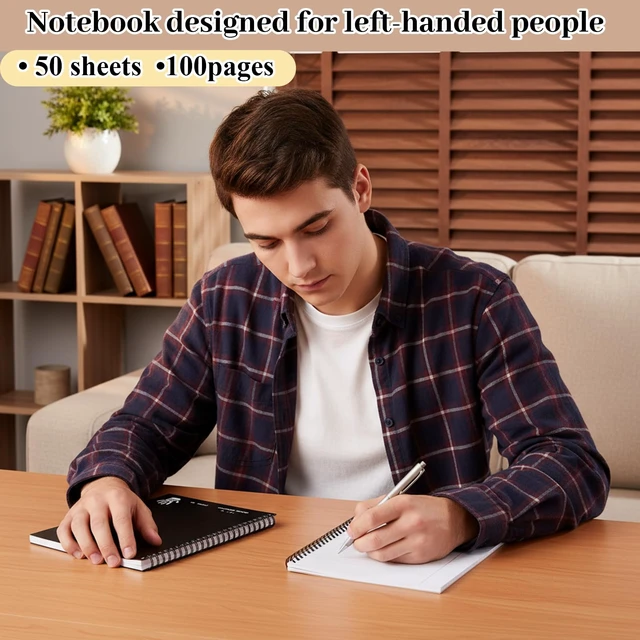 Alt view image 3 of 6 - 15 Pcs Left Handed Spiral Notebook Bulk, 8.5" x 11", 50 Sheets, Black 50 Sheets Each, Spiral Bound, Smooth Writing Paper, Student School Supplies, Assorted Color Covers, Office, Classroom, Study