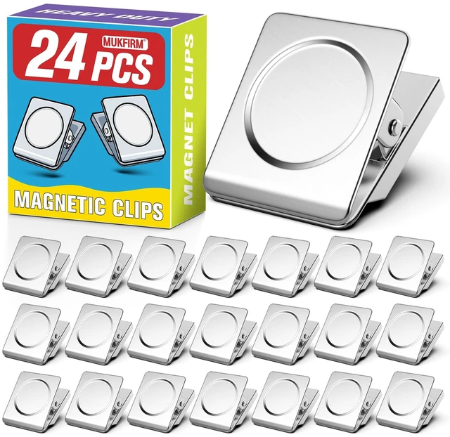 Main image of 24 Pack Large Magnetic Clips Heavy Duty, Strong Magnet Clips for Notes Refrigerator Magnets Clip for Organization, Fridge Magnets, Chip Clip Magnets for Whiteboard, Classroom, Cruise, Office