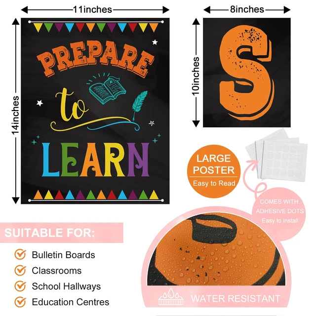 Alt view image 2 of 7 - 18 Pcs Class Rules Posters for Classroom Decorations, Laminated Vibrant Colors, Easy to Read, Class Rules Sign & Bulletin Board Inspirational Posters Decorations for Classroom, Teachers