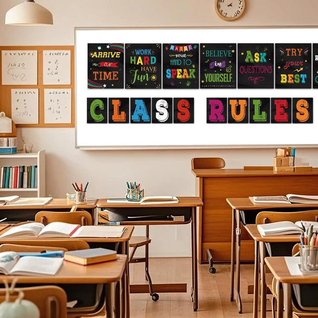 Alt view image 5 of 7 - 18 Pcs Class Rules Posters for Classroom Decorations, Laminated Vibrant Colors, Easy to Read, Class Rules Sign & Bulletin Board Inspirational Posters Decorations for Classroom, Teachers