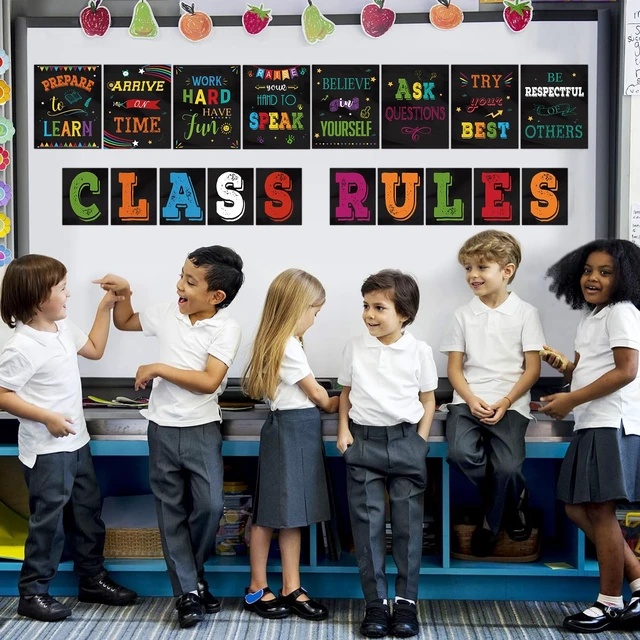 Alt view image 7 of 7 - 18 Pcs Class Rules Posters for Classroom Decorations, Laminated Vibrant Colors, Easy to Read, Class Rules Sign & Bulletin Board Inspirational Posters Decorations for Classroom, Teachers