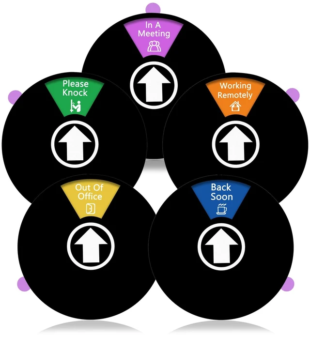 Main image of 5 Pack Office Door Sign Privacy Sign for Home Conference Room (Black) Do Not Disturb, Please Knock, Out of Office, In a Meeting, Back Soon, Working Remotely Door Sign