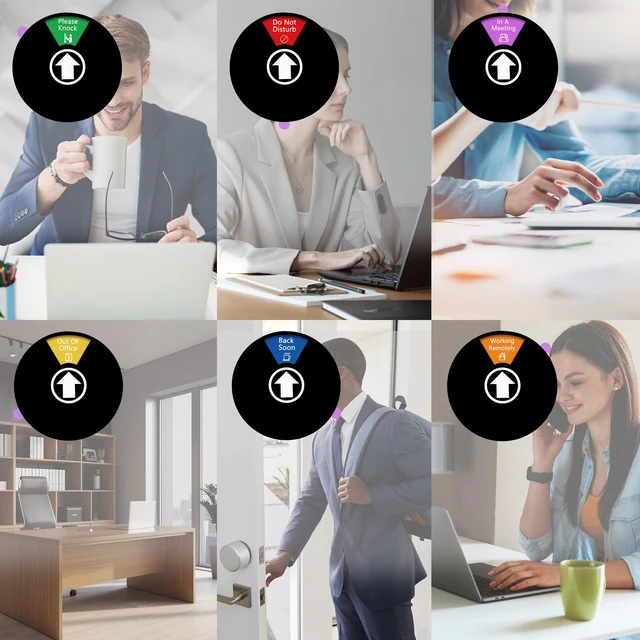 Alt view image 3 of 6 - 5 Pack Office Door Sign Privacy Sign for Home Conference Room (Black) Do Not Disturb, Please Knock, Out of Office, In a Meeting, Back Soon, Working Remotely Door Sign