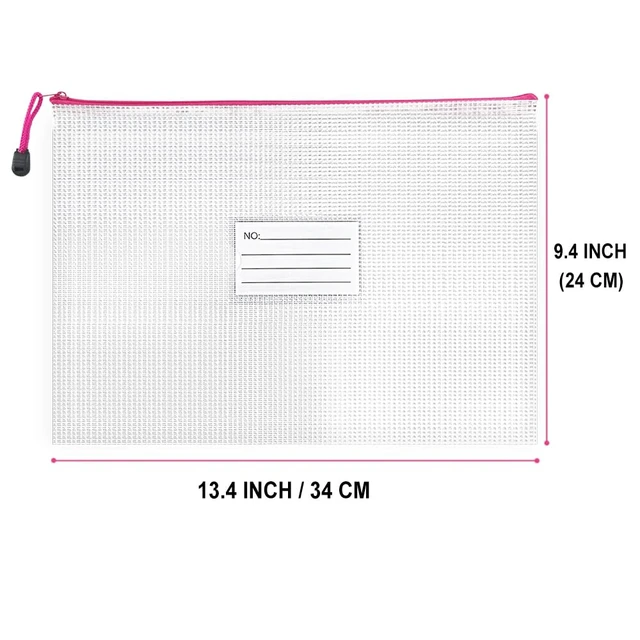 Alt view image 2 of 7 - 24pcs Mesh Zipper Pouch Puzzle Bags 13.4x9.4 Inches A4 Plastic Zip File Bag with Label Pocket for Office Supplies, Board Game Storage Bags for Organizing