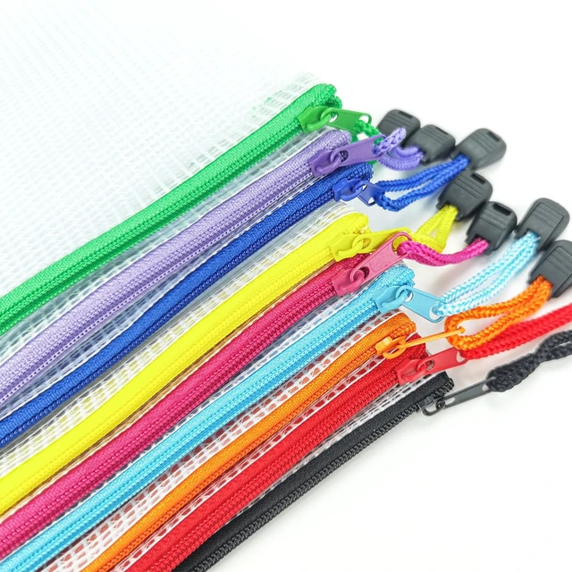 Alt view image 7 of 7 - 24pcs Mesh Zipper Pouch Puzzle Bags 13.4x9.4 Inches A4 Plastic Zip File Bag with Label Pocket for Office Supplies, Board Game Storage Bags for Organizing