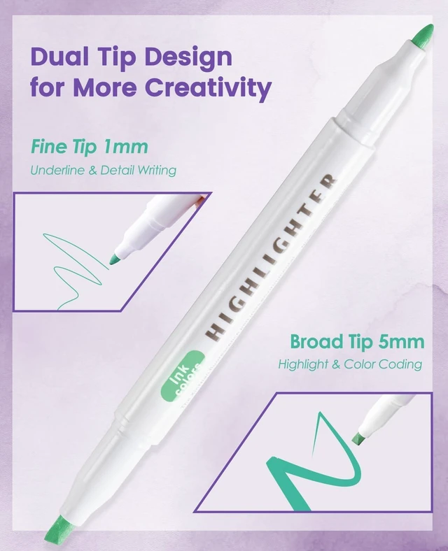 Alt view image 2 of 7 - Pastel Highlighters, 30 Count Dual Tip Highlighter Markers, Fine Tip & Chisel Tip, No Bleed Quick Dry Non-Toxic Ink, Aesthetic Bible Highlighters for Journaling, School, Office & Study Notes