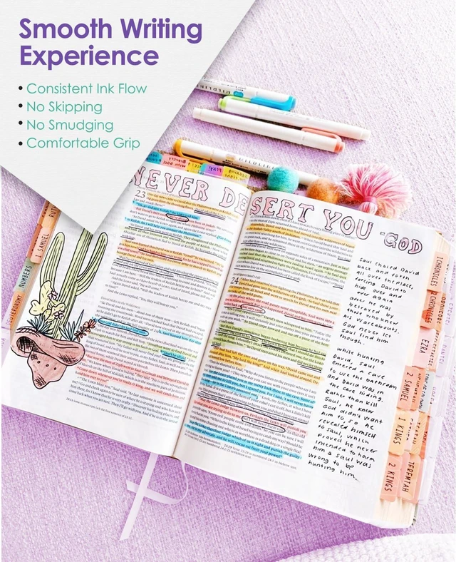Alt view image 6 of 7 - Pastel Highlighters, 30 Count Dual Tip Highlighter Markers, Fine Tip & Chisel Tip, No Bleed Quick Dry Non-Toxic Ink, Aesthetic Bible Highlighters for Journaling, School, Office & Study Notes