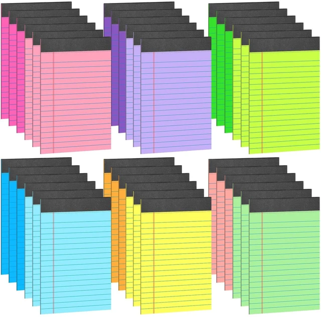 Main image of 36 Pack Legal Pads 5 x 8 Inch Multicolor Wide Ruled Notepads 12 Color Memo Pads with 30 Sheets Each, Perforated Lined Writing Paper with Sturdy Backboard for Office, School, Study