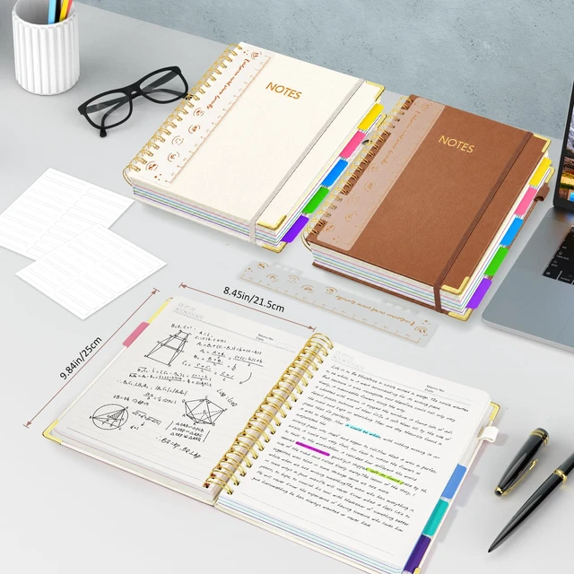 Alt view image 6 of 7 - Hardcover Multi Subject Spiral Notebook with Tabs, Large B5 for Work White 300-Page College Ruled B5 Journal with Removable Dividers, Thick Paper, Tabbed Notebook for School and Office