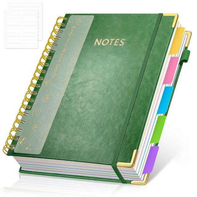 Main image of Hardcover Multi Subject Spiral Notebook with Tabs, Large B5 for Work Green 300-Page College Ruled B5 Journal with Removable Dividers, Thick Paper, Tabbed Notebook for School and Office