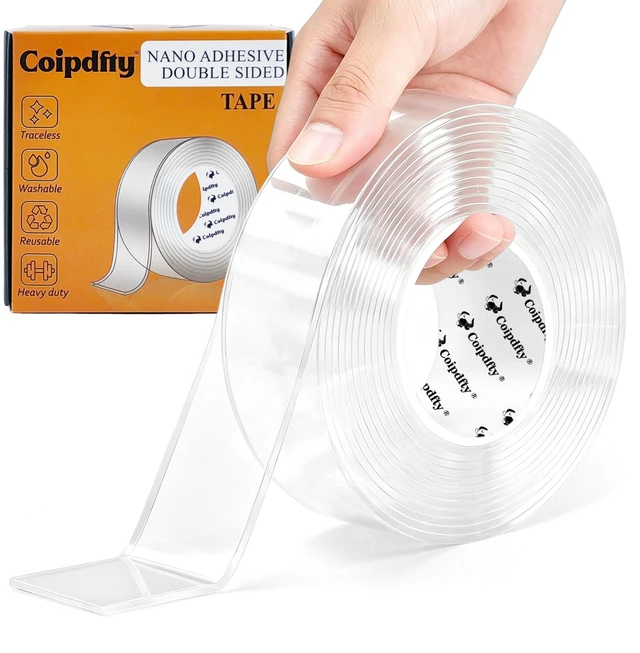 Main image of Double Sided Tape Heavy Duty for Wall Decor No Damage to Paint,Clear Removable Mounting Tape,Nano Two Sided Adhesive Tape,Picture Hanging Strips for Posters,Stickers - Bedroom 1Roll(1.18in*6.5FT)