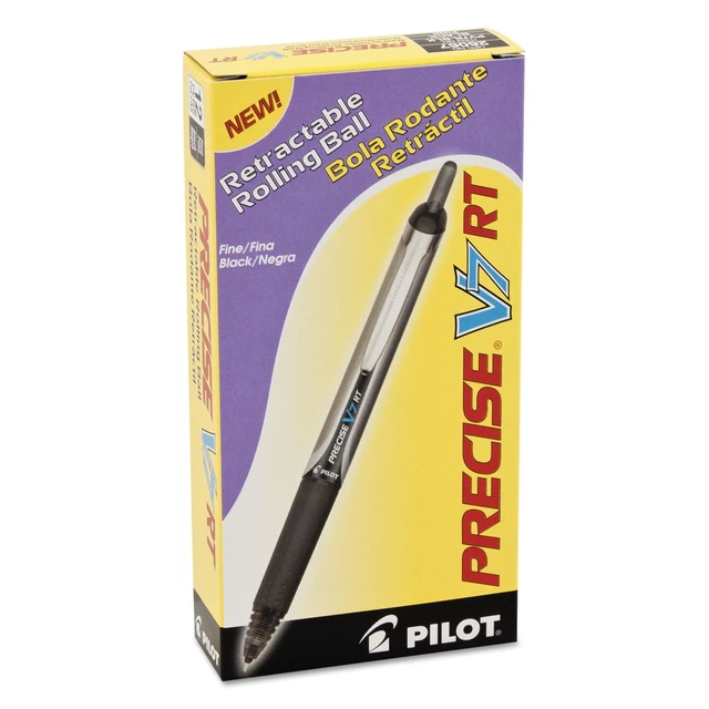 Alt view image 2 of 5 - Precise V7 RT Retractable Rollerball Pens, 0.7mm, Black, 12-Pack Writing made smooth, retractable ink pens for writing, refillable, liquid ink rolling ball, black pens, fine point